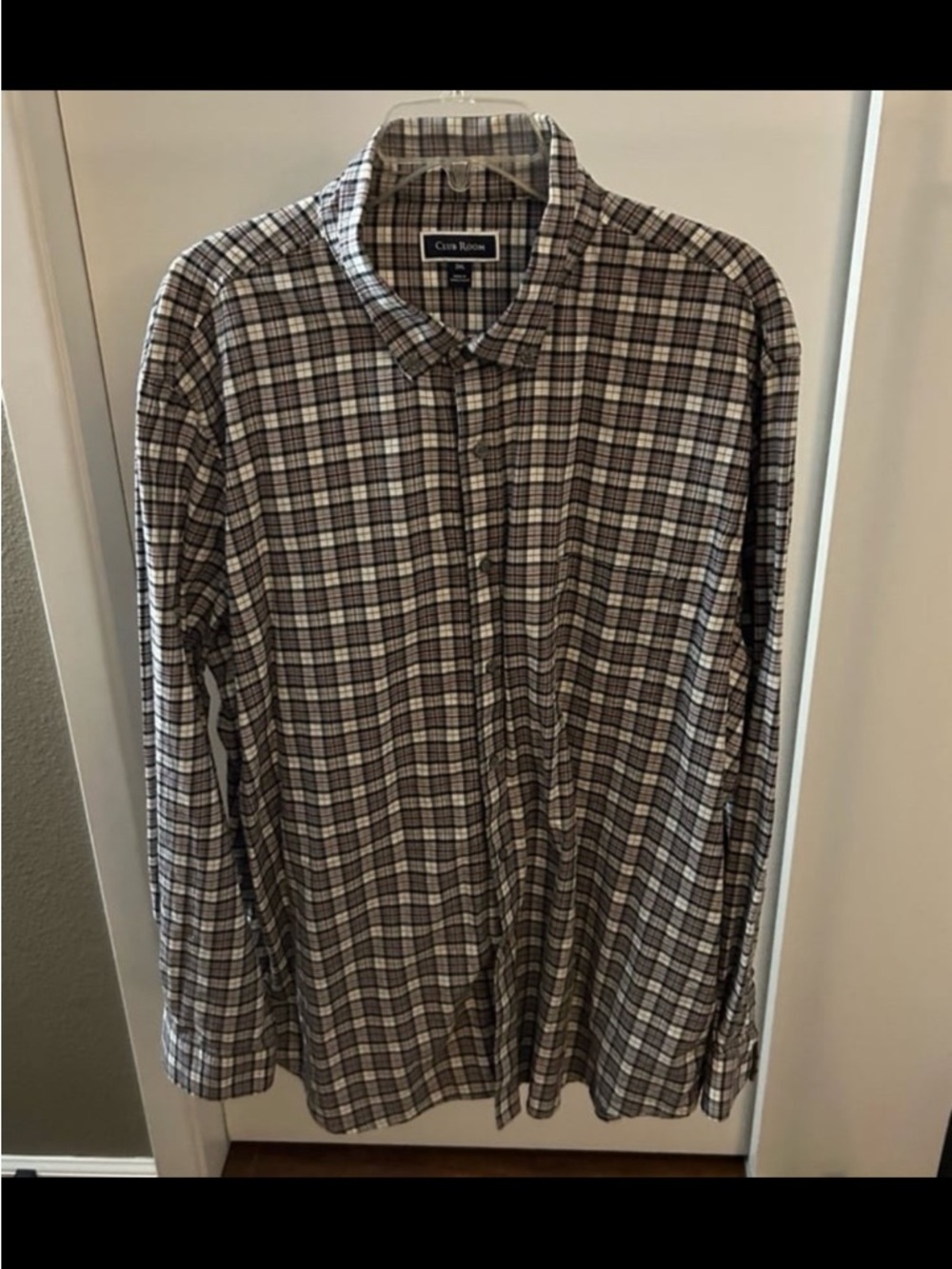 Club Room Plaid Button-Down Shirt in Brown and White Size 3X Big & Tall